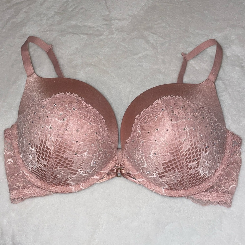 La Senza pink lace sparkle push up bra